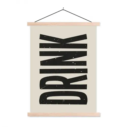 Vintage - Zwart - Decoratie - Japandi textielposter latten blank klein -3d