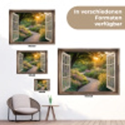 Doorkijk - Bloemen - Natuur - Zon - Pad tuinposter los doek klein -Xsfeer9_DE