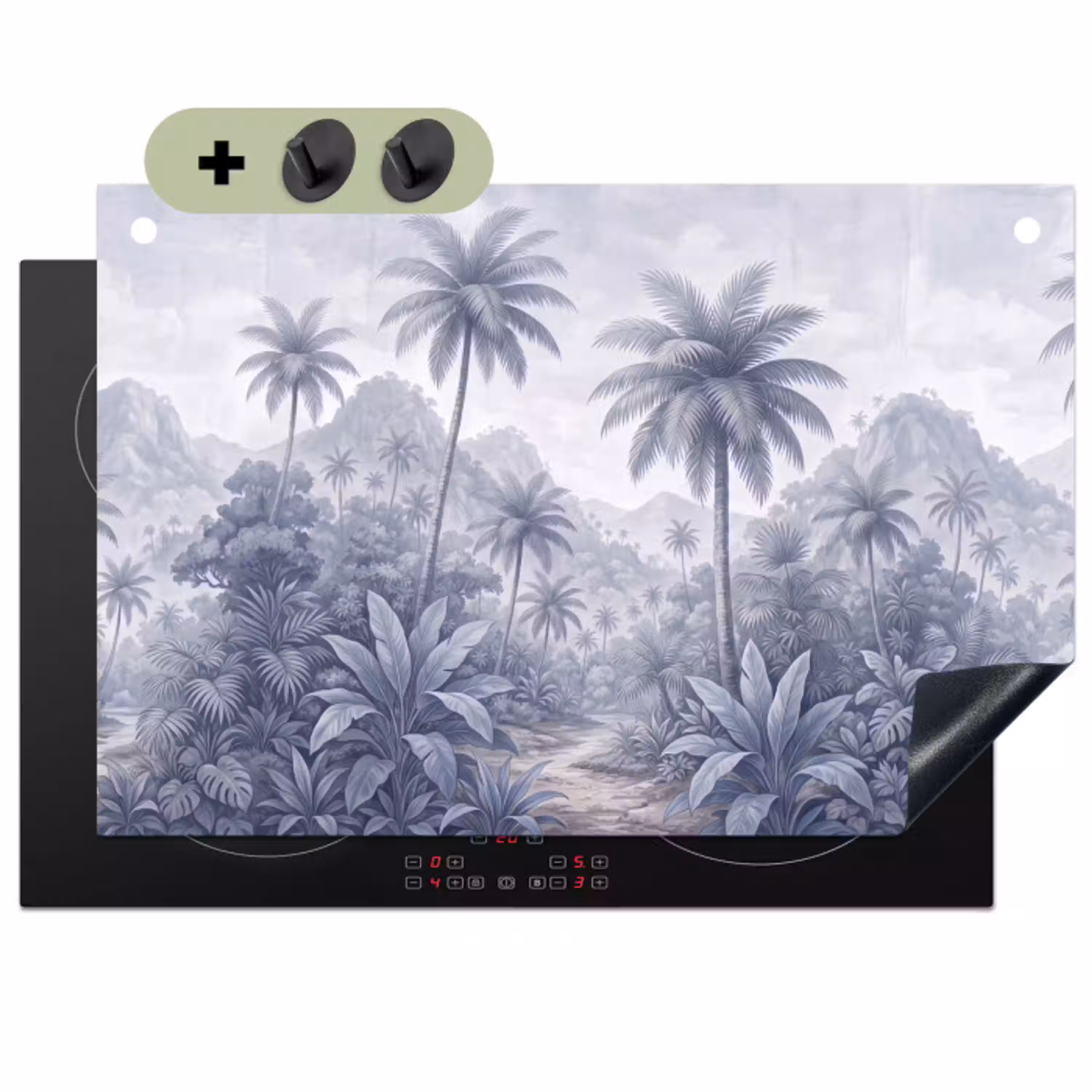 Natuur - Boom - Tropisch - Landschap - Blauw Inductie beschemer met haakjes klein -3d