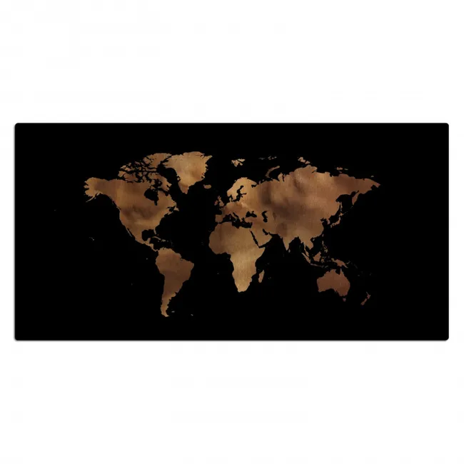 Wereldkaart - Leer - Bruin Muismat XXL klein -3d_leeg