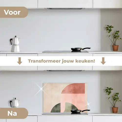 Cirkel - Abstract - Roze keuken achterwand spatscherm klein -voor_na_NL