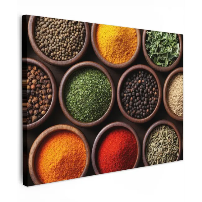 Canvas Print - Trays - Wood - Herbs - Colorful