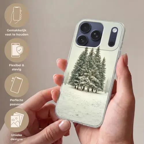 Bomen - Sneeuw - Wit Telefoonhoesje iPhone 17 Pro klein -sfeer3_NL