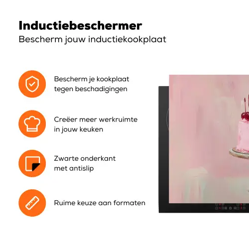 Taart - Pink - Cherry Inductie beschermer vinyl 3mm klein -zzzzzzz-td-ups