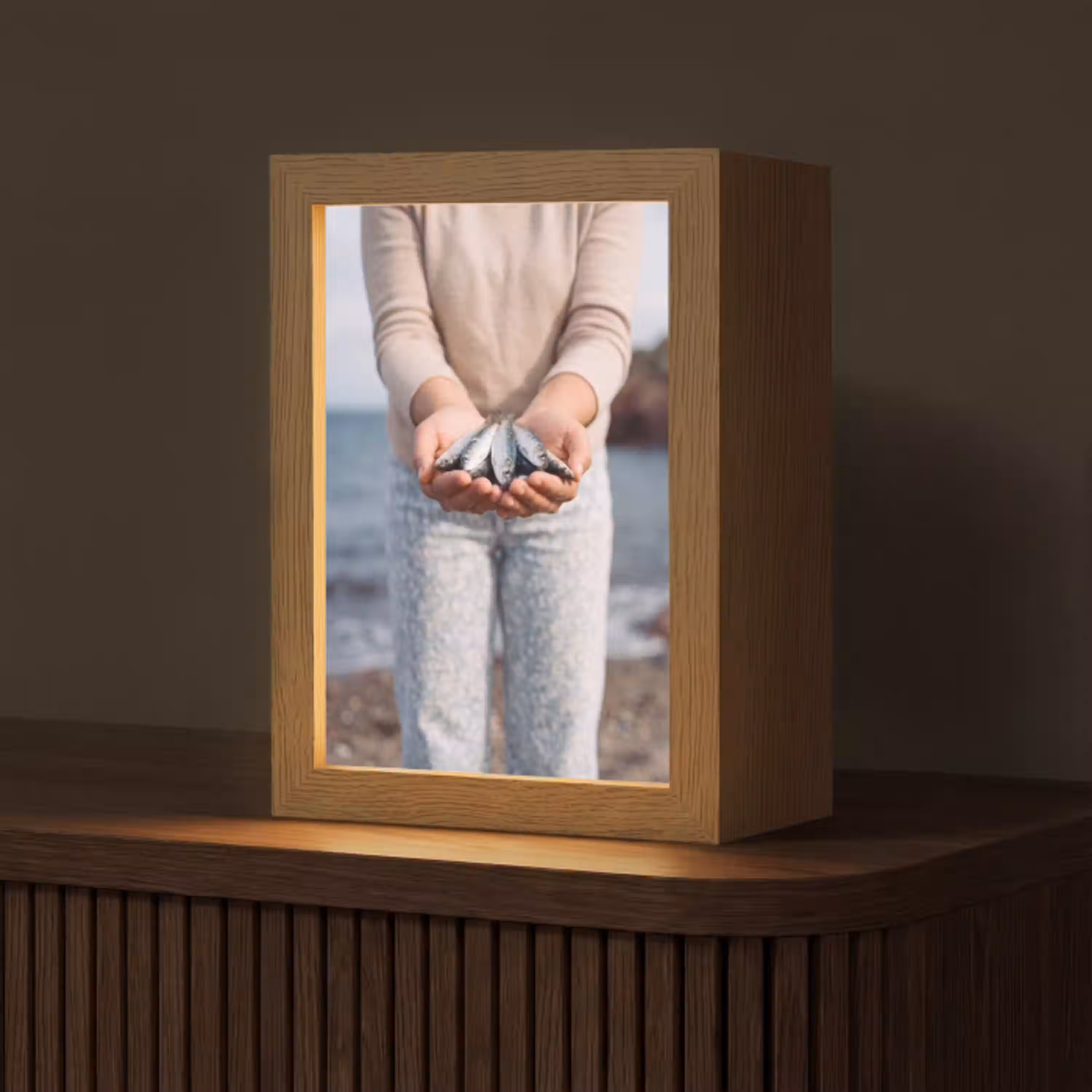 Vis - Handen - Natuur Light Box met kabel (Tafellamp) klein -z3d_website