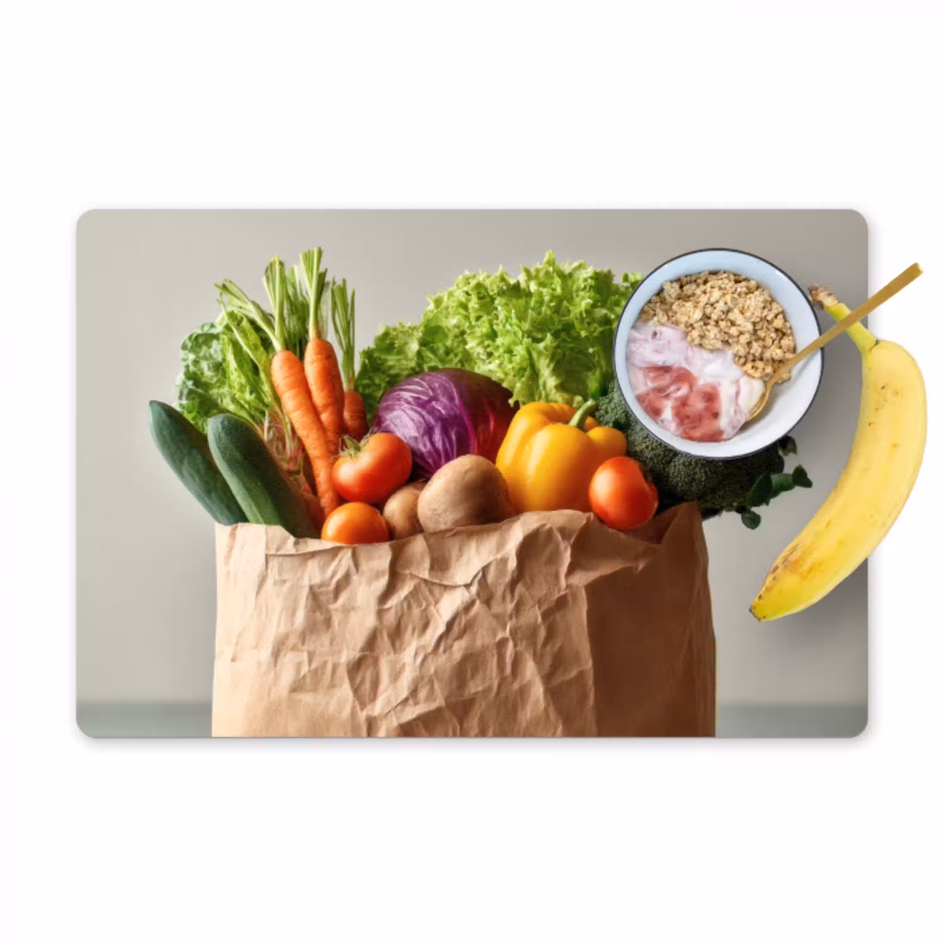 Papieren - Boodschappen - Groente - Kleurrijk Placemat vinyl groot -zzzproduct_Kitchenyeah-website