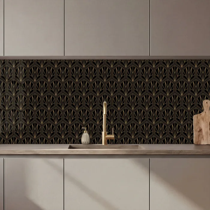 Goud - Zwart - Lijnen keuken achterwand 2 middel 871 zz_3dshopping