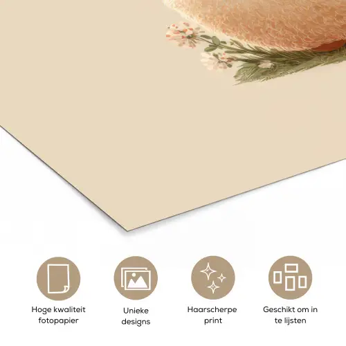 Schaap - Beige - Bloemen poster papier klein -closeup_NL