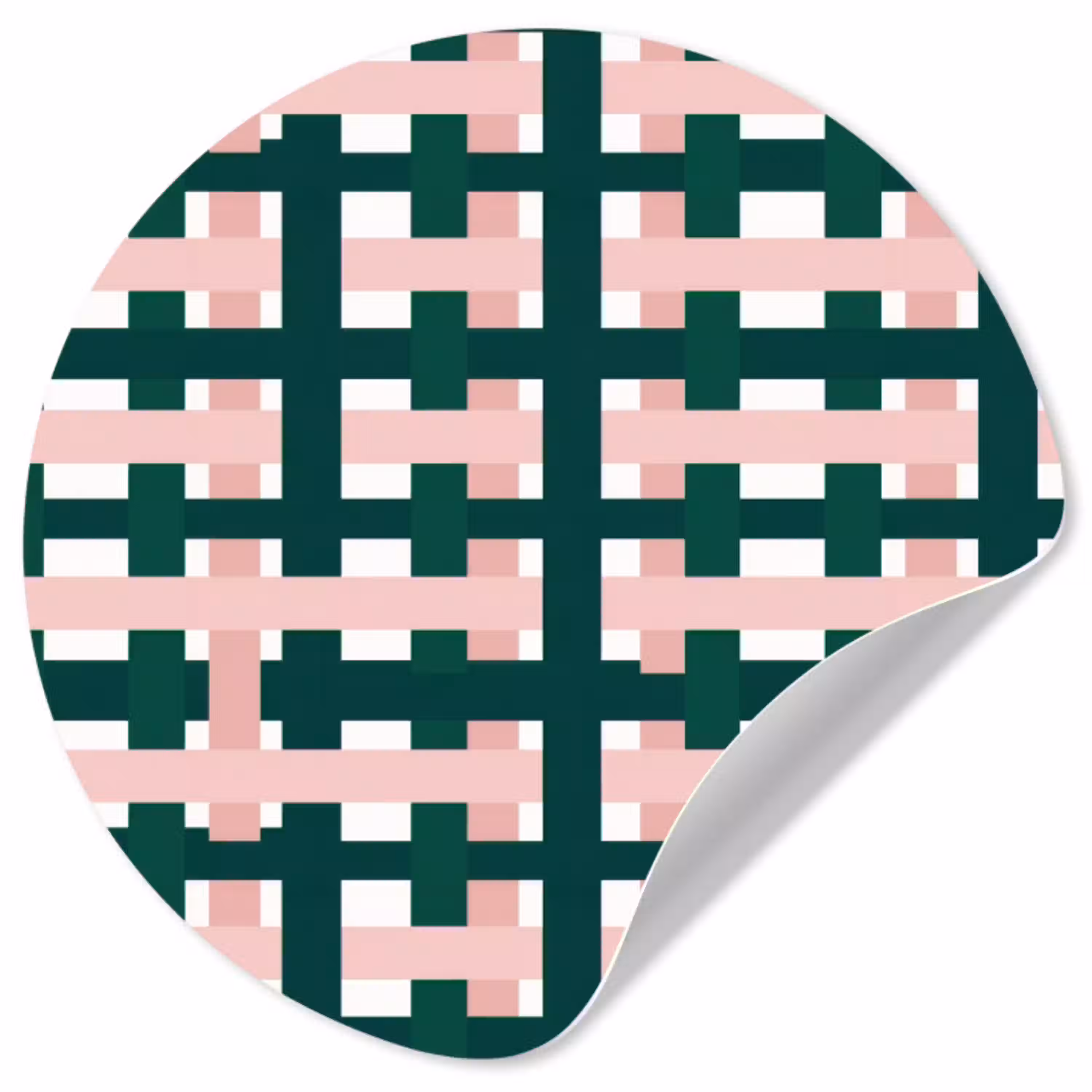 Vlechtpatroon - Groen - Roze - Grafisch Wandcirkel behangsticker klein 186 -3d