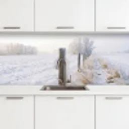 Hek - Sneeuw - Mist - Platteland - Nostalgisch keuken achterwand 2 middel -3d