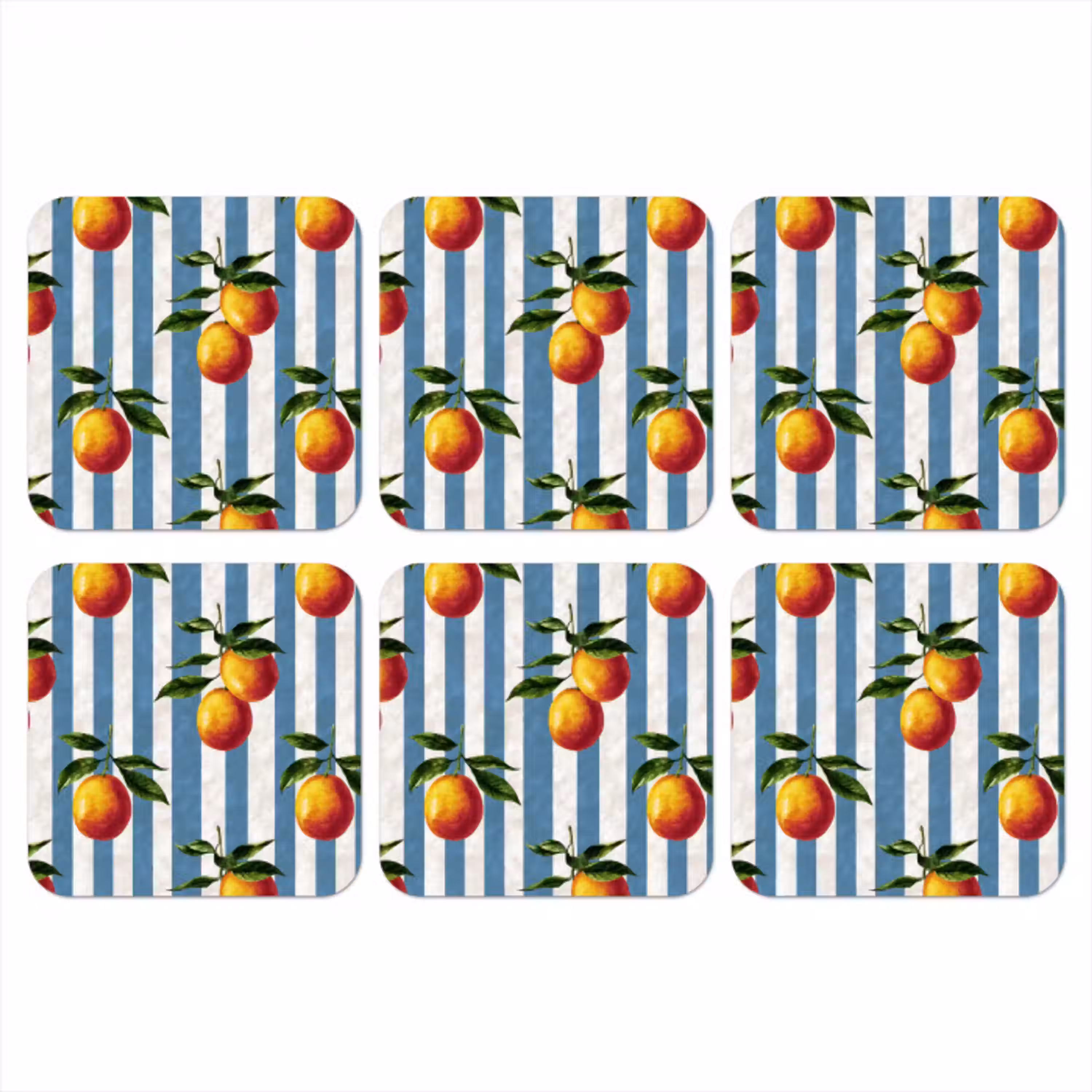 Strepen - Citroen - Blauw onderzetter kurk middel 366 -3d