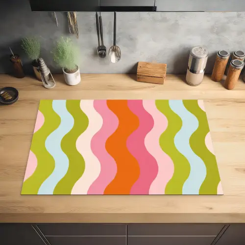 Banen - Golven - Kleurrijk - Verticaal Inductie beschermer vinyl 3mm klein -sfeer5