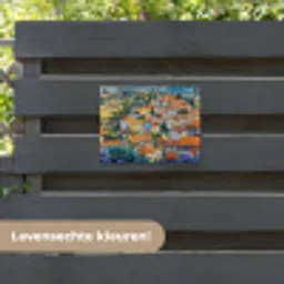 Dorp - Heuvels - Landschap - Bomen tuinposter los doek klein -sfeer3