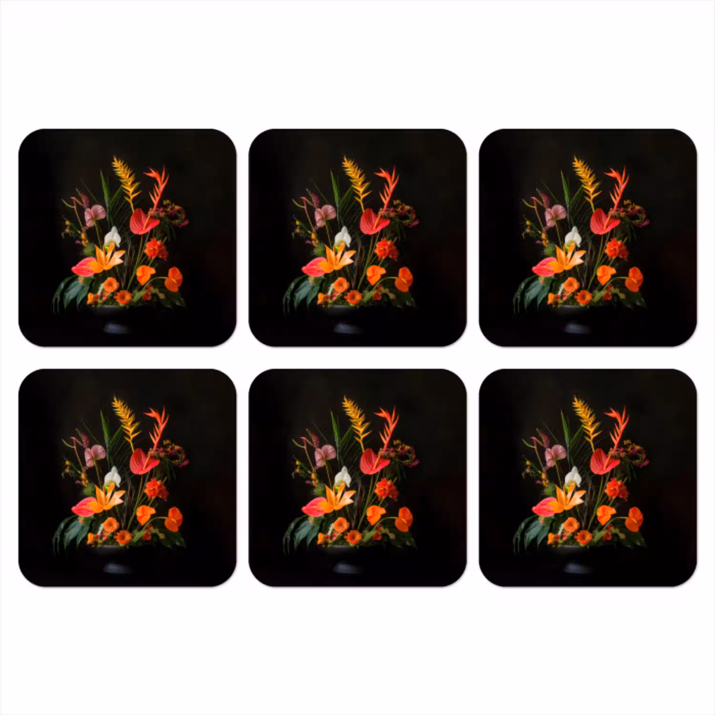Schaal - Boeket - Bloemen onderzetter kurk middel -3d