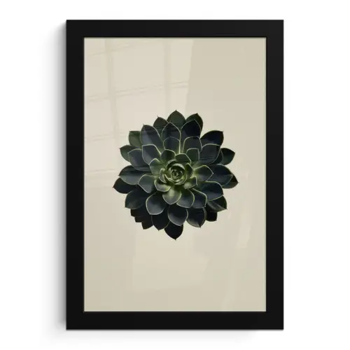 Rozet - Cirkelvormig - Donkergroen fotolijst zwart zonder passe partout klein -3d