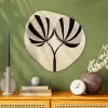 Bladeren - Gestreept - Stengel - Beige Wandcirkel Organisch Plexiglas middel -sfeer2
