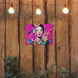 Vrouw - Portret - Abstract - Paars tuinposter los doek klein -sfeer1