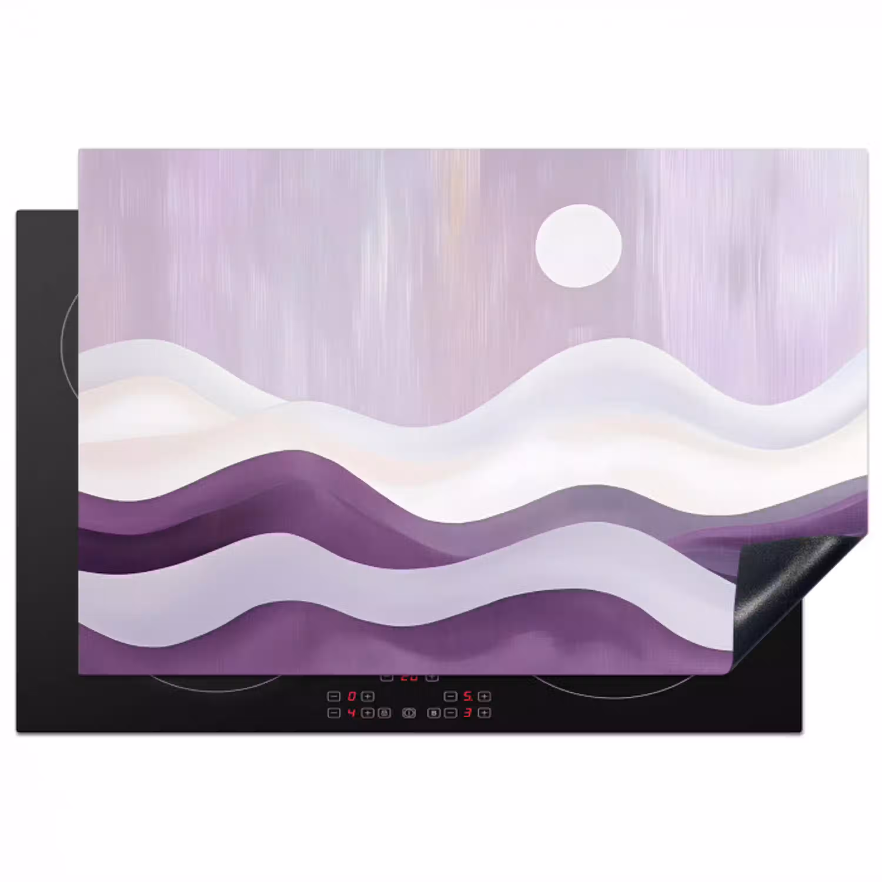 Golven - Heuvels - Abstract - Paars Inductie beschermer vinyl 3mm klein -3d