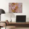 Schilderij - Bloemen - Rustiek - Roze PET vilt klein -sfeer5