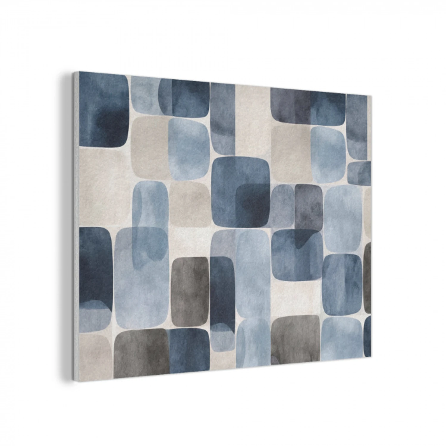 Patroon - Blauw - Vierkanten PET vilt klein -3d