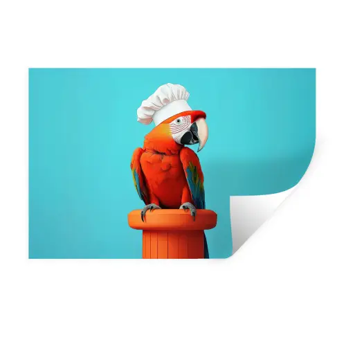 Ara - Koksmuts - Sokkel - Grappig Muursticker klein -3d