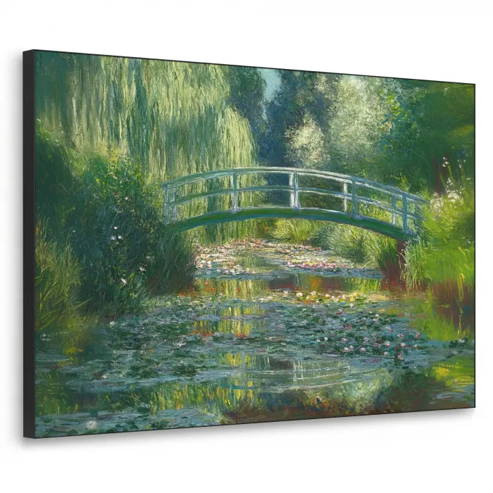 Brug - Hout - Vijver - Waterlelies Textielframe - compleet frame klein -3d