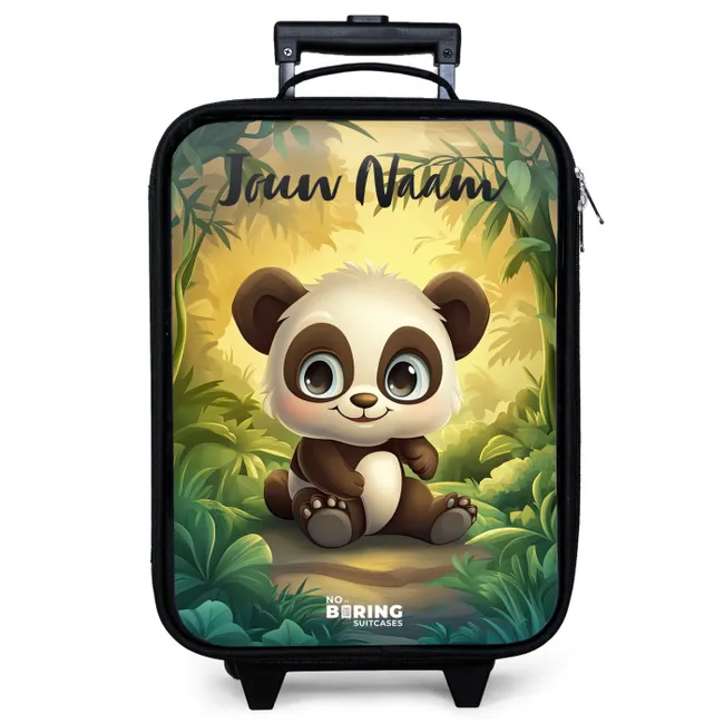 Kinderkoffer met naam - Panda - Bamboebos - Groen