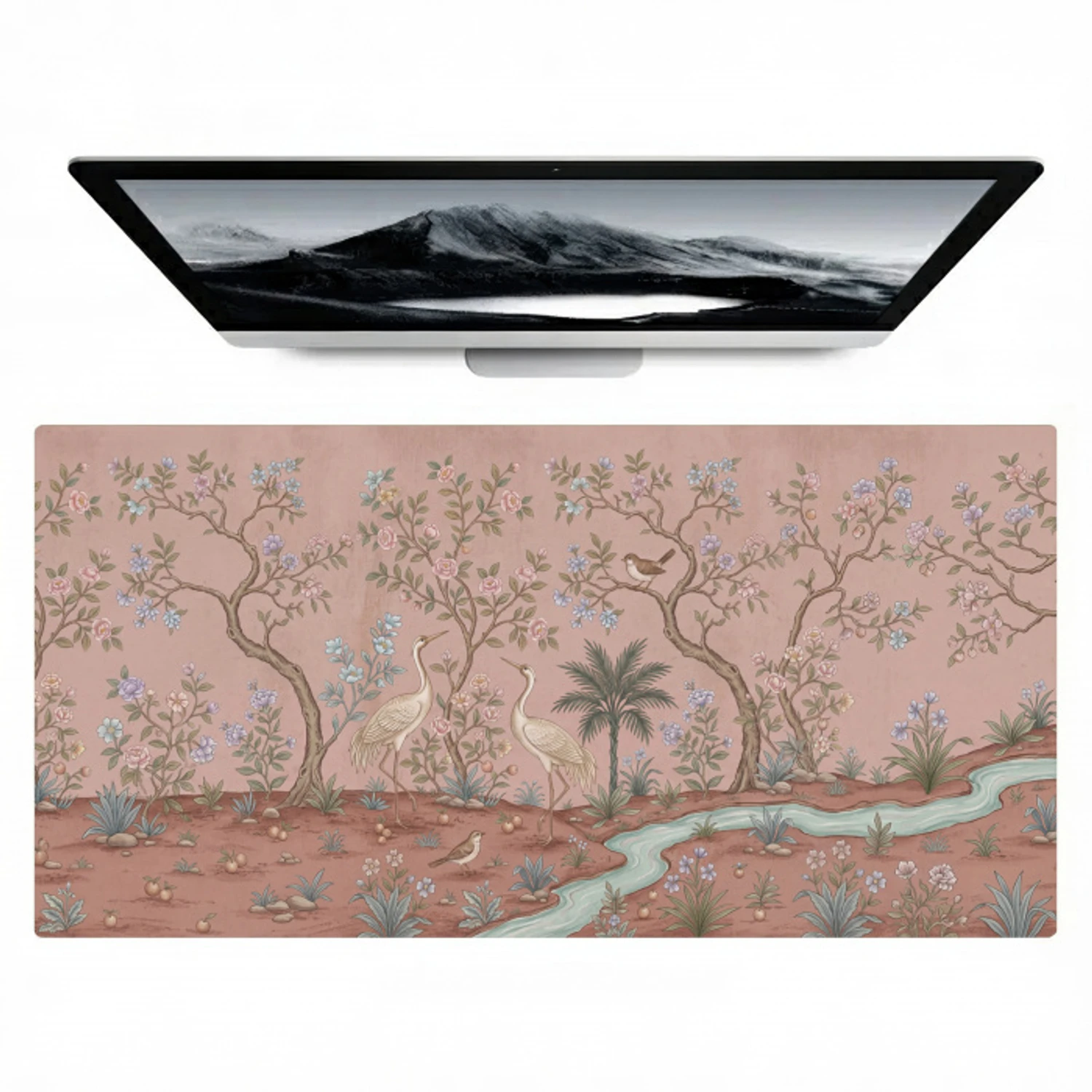 Nostalgisch - Reigers - Roze Muismat XXL klein -zzz3d