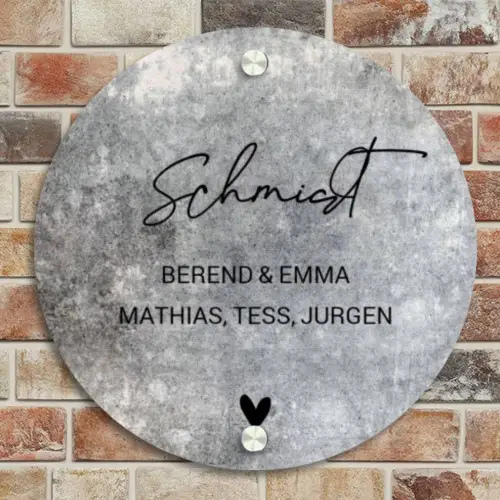 Beton - Sierlijk Naambord Rond klein -sfeer2