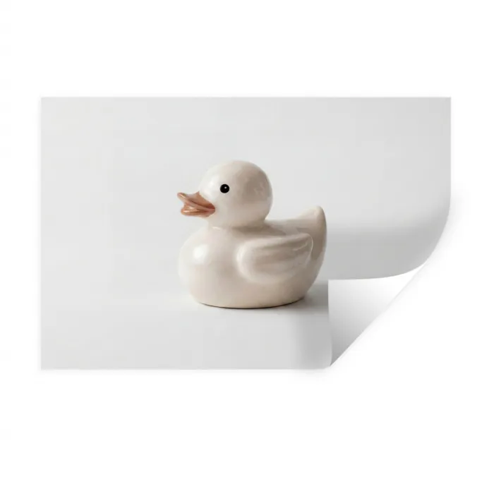Badeend - Minimalistisch - Wit Muursticker klein -3d