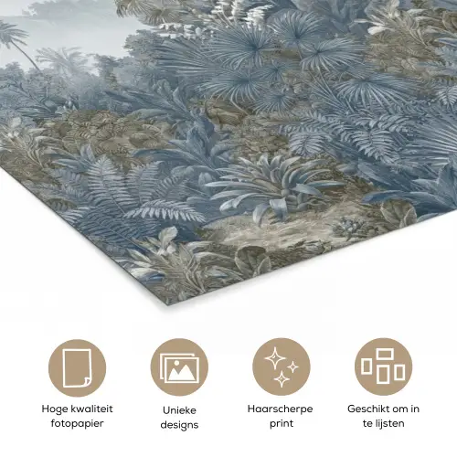 Jungle - Landschap - Blauw poster papier klein -closeup_NL