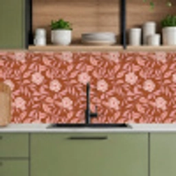 Patroon - Bladeren - Terracotta keuken achterwand 2 middel 871 -sfeer3