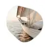 Zeilboot - Zee - Beige - Zon Wandcirkel Organisch Plexiglas middel -3d
