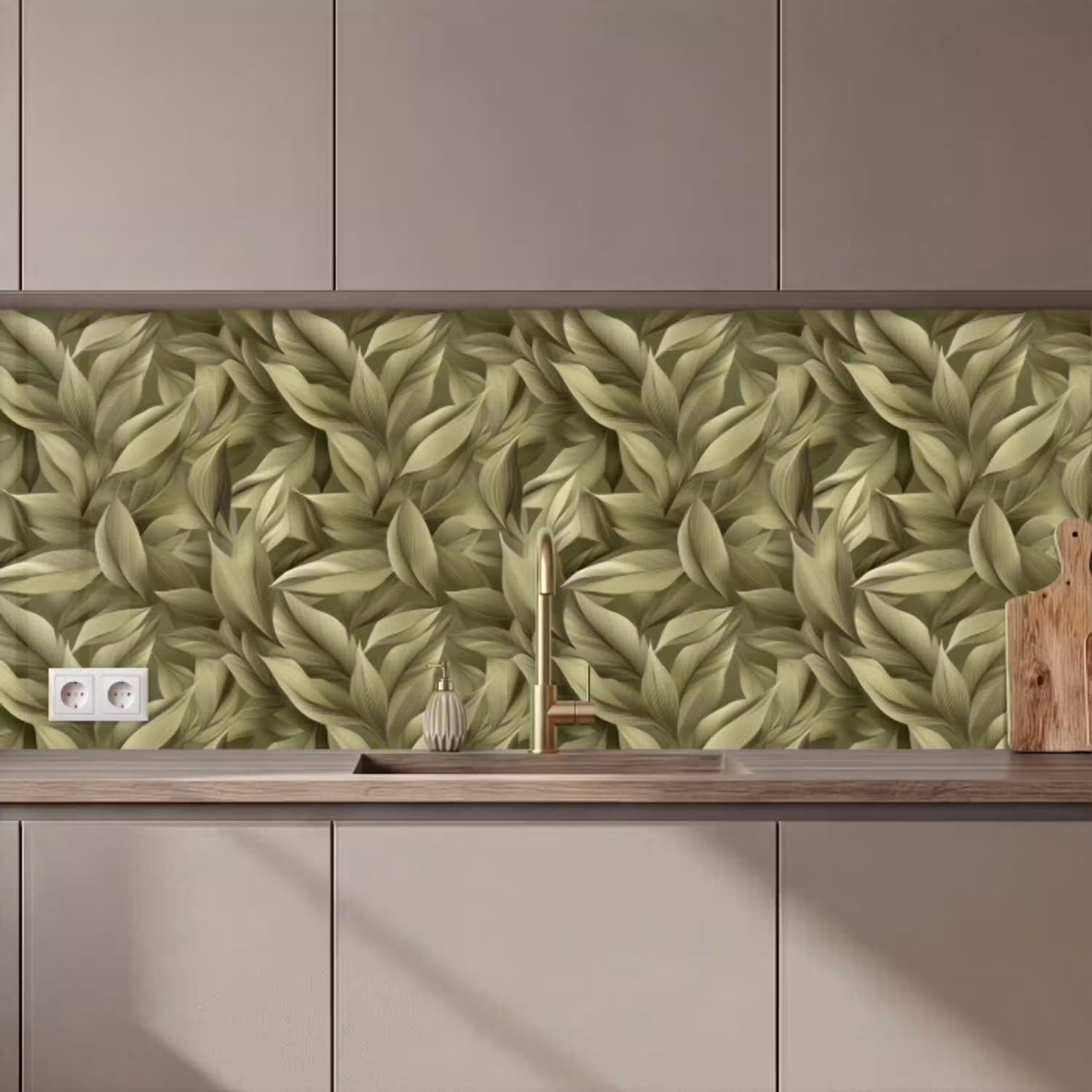Bladeren - Modern - Groen keuken achterwand 2 middel 871 zz_3dshopping
