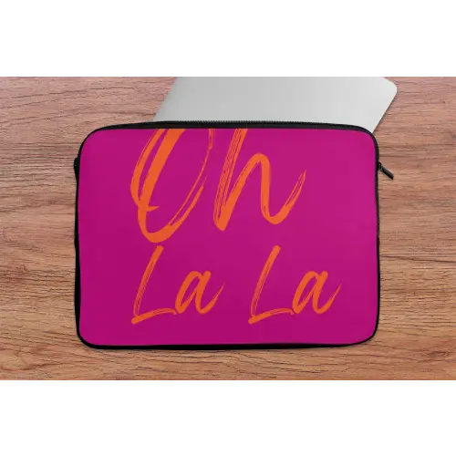 Oh la la - Oranje - Roze laptophoes neopreen klein -tafel