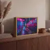 Stad - Neon -  Nacht - Roze - Graffiti Light Box met batterij (Wandlamp) middel -sfeer2