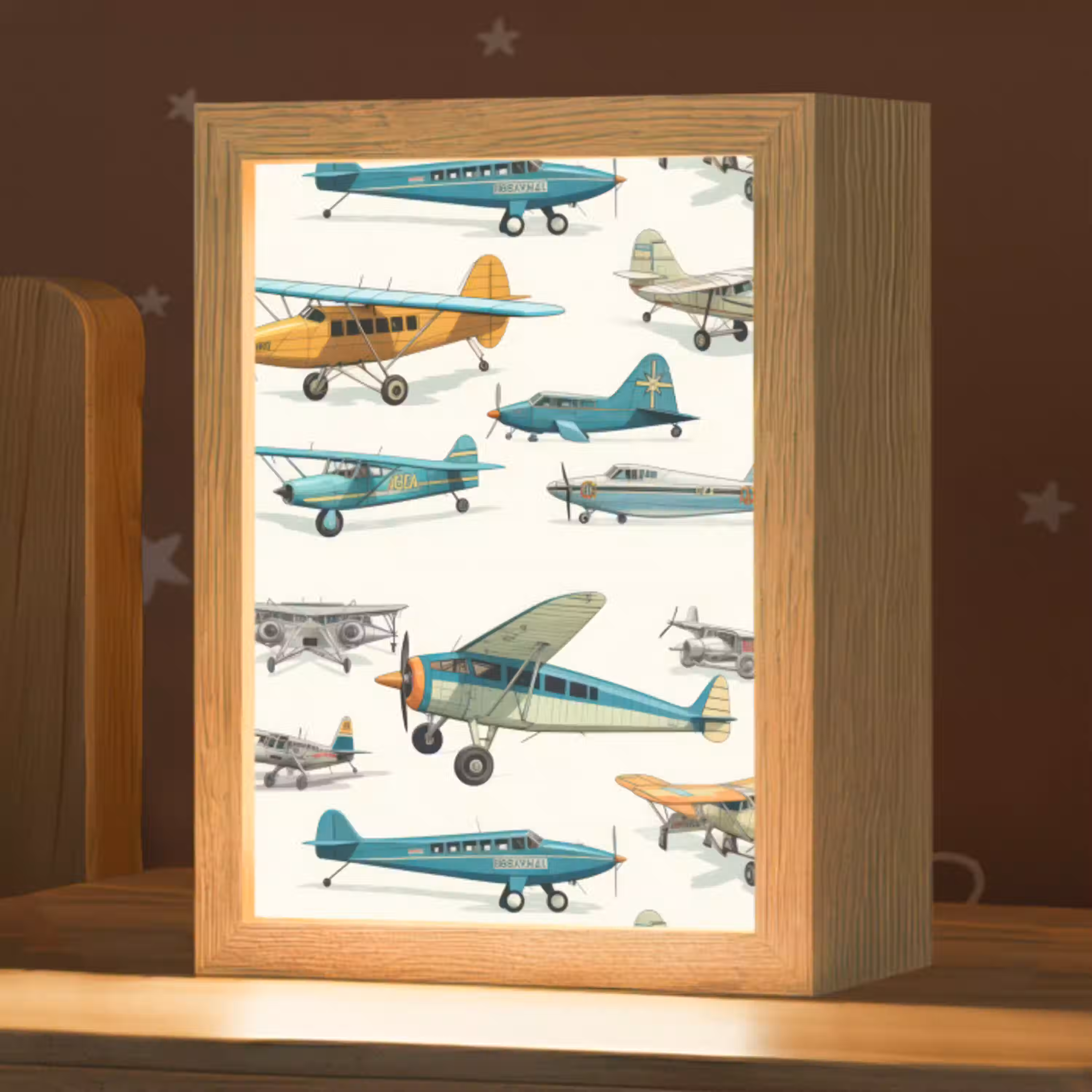 Vliegtuig - Blauw - Kinderen - Jongen - Oranje Light Box met kabel klein -zzz_3d_website