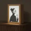 Vrouw - Champagne - Modern Light Box met kabel (Tafellamp) klein -z3d_website