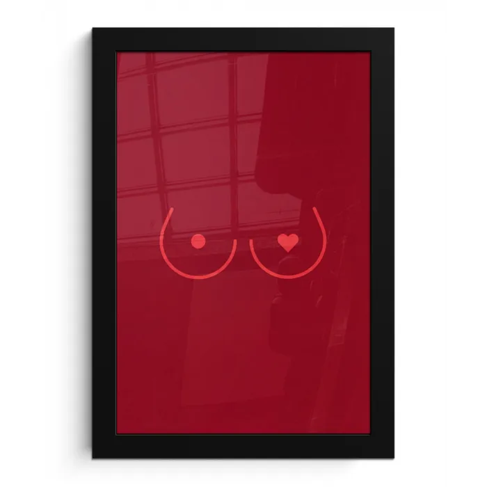 Minimalistisch - Lijnillustratie - Rood fotolijst zwart zonder passe partout klein -3d