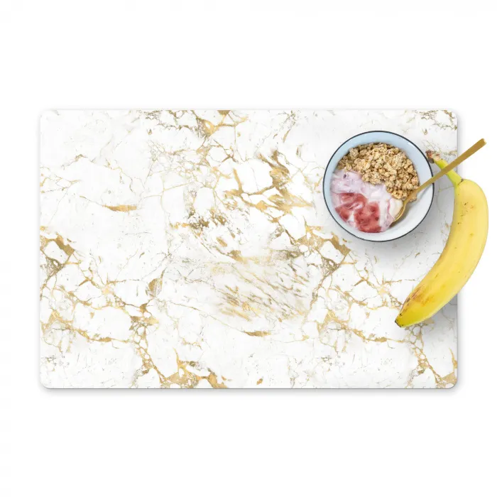Wit - Marmer - Luxe - Goud Placemat vinyl groot 368 -zzzproduct_Kitchenyeah-website