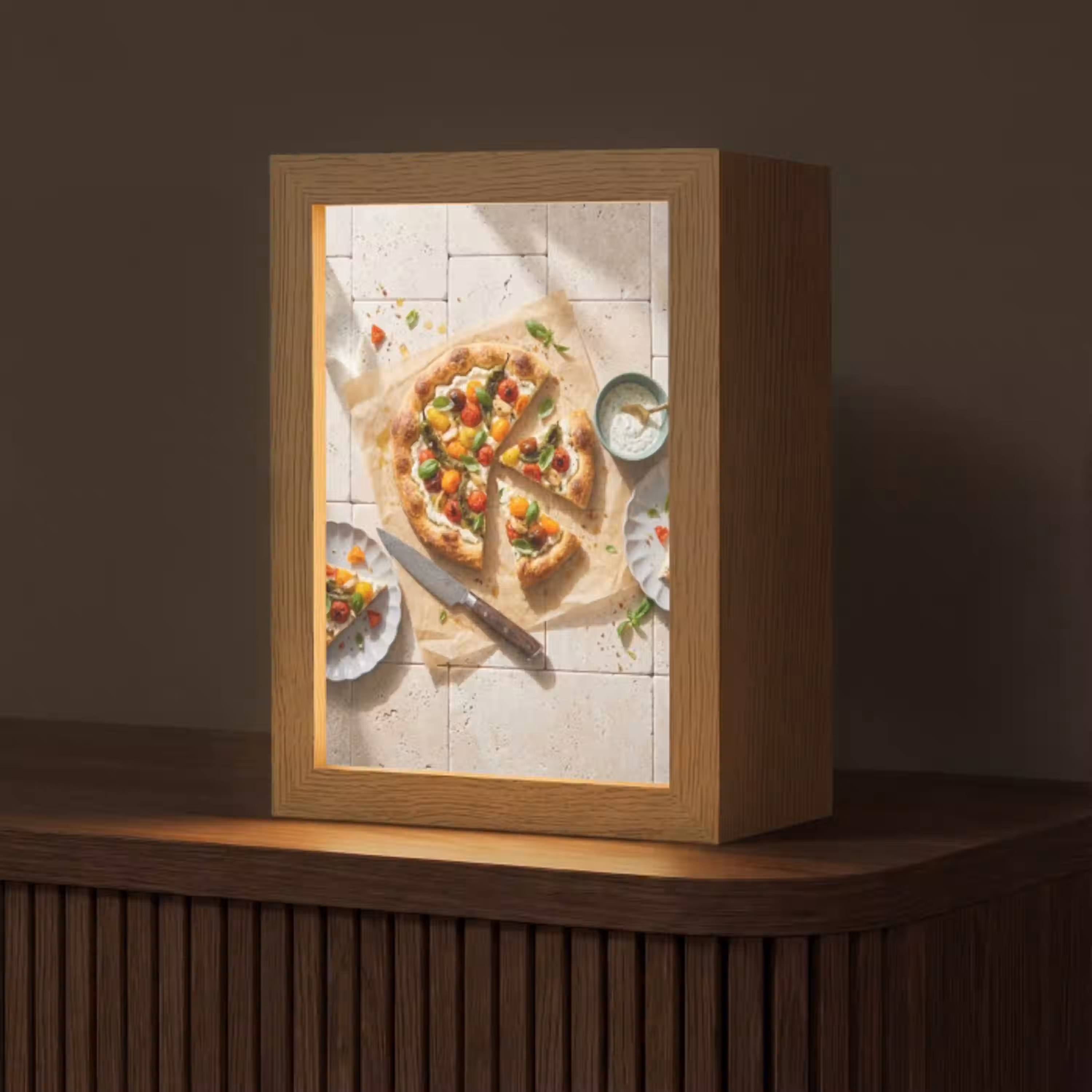 Eten - Tomaten - Basilicum - Maaltijd - Vers Light Box met kabel (Tafellamp) klein -z3d_website