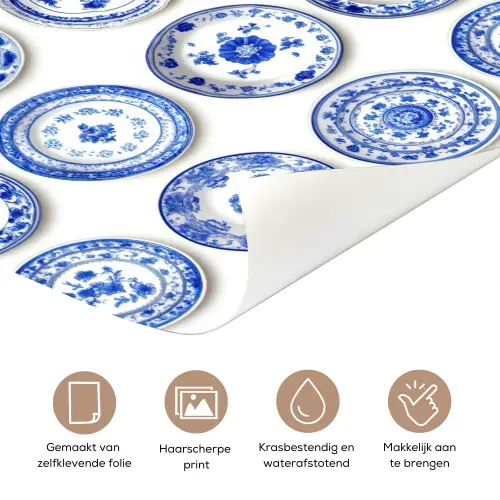Borden - Bloemen - Patroon - Blauw deurposter klein 289 -closeup_NL