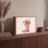 Cowboylaarzen - Roze - Boeket - Bloemen Light Box met batterij (Wandlamp) middel -sfeer2