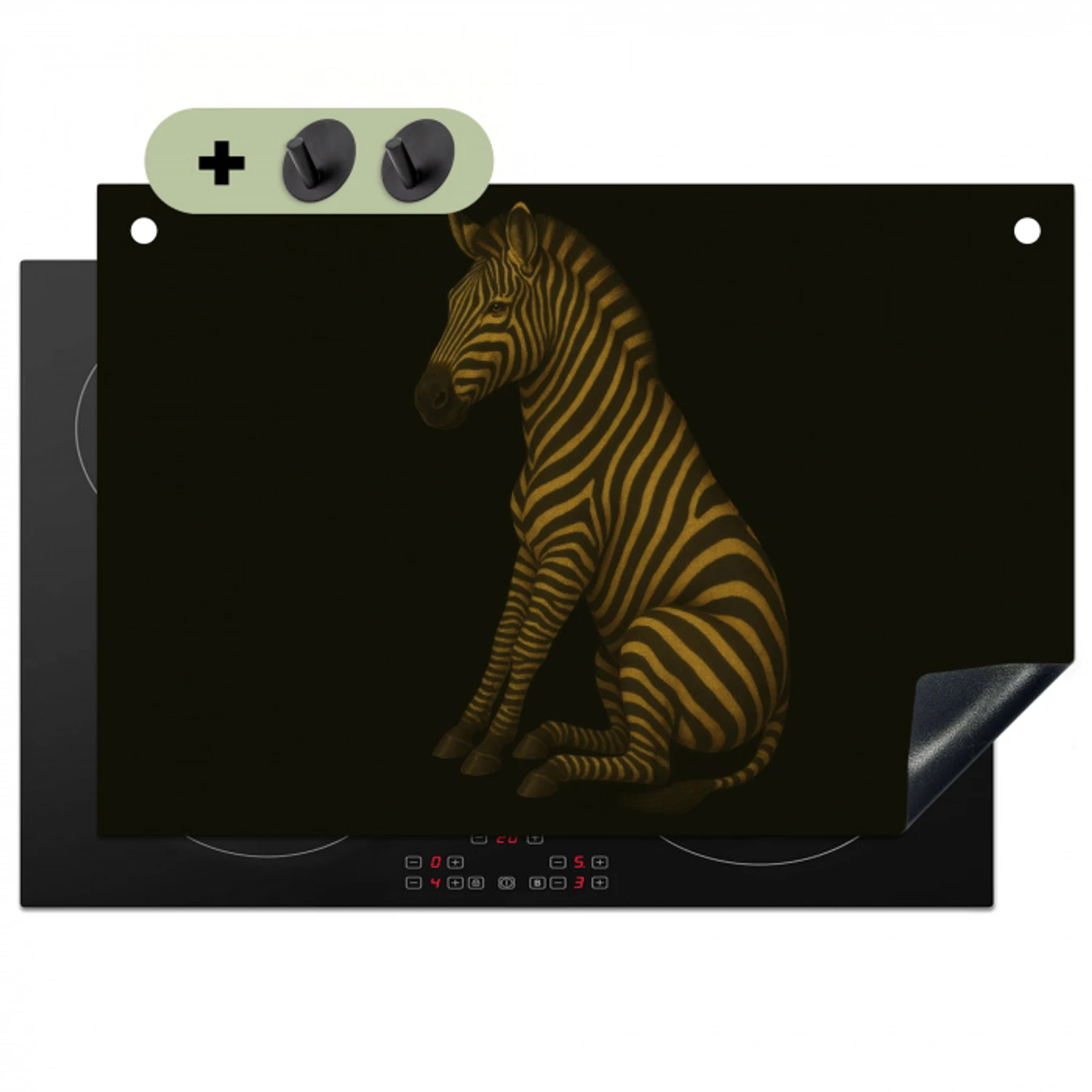Zebra - Strepen - Goud Inductie beschemer met haakjes klein -3d