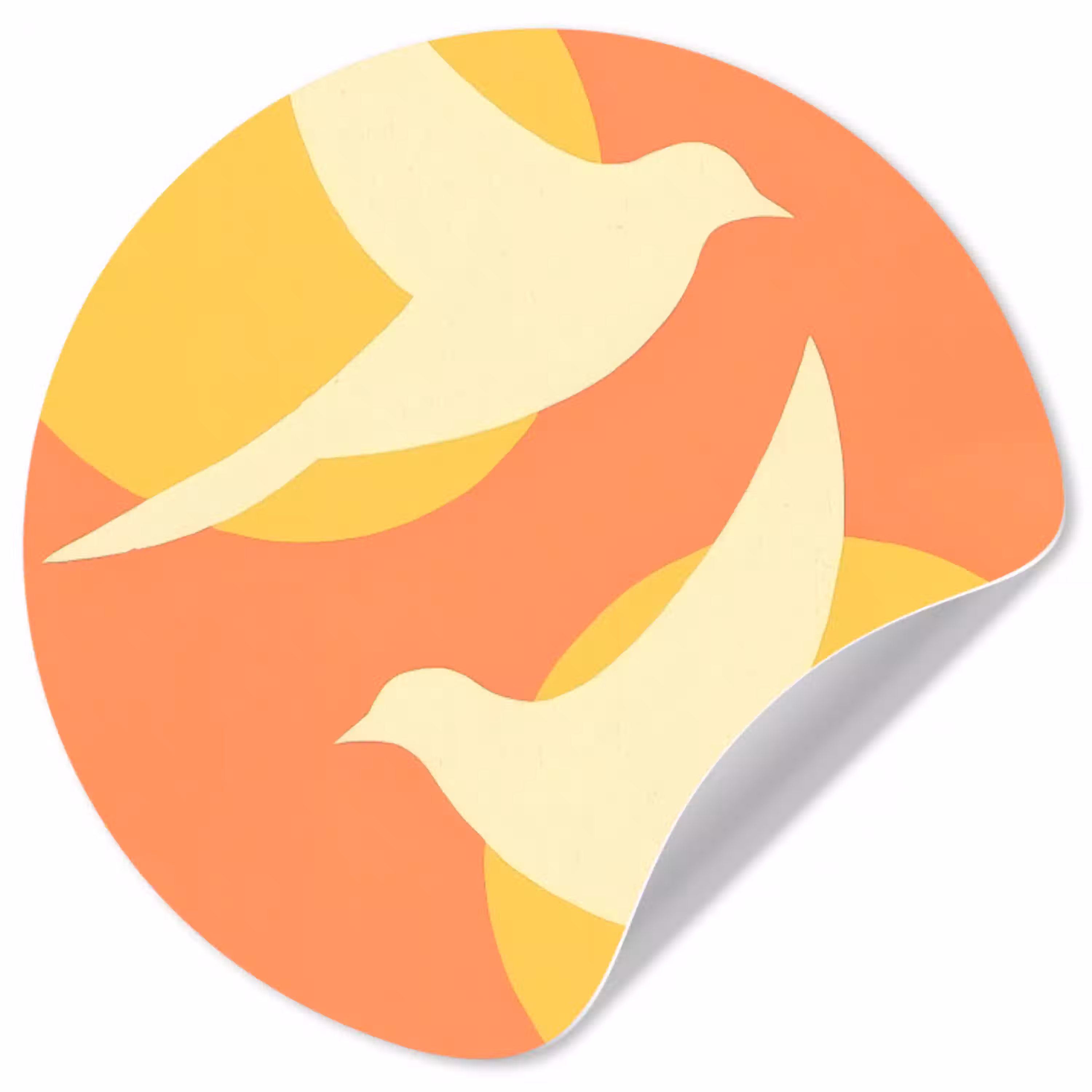 Vogels - Cirkels - Geel Wandcirkel behangsticker klein -3d