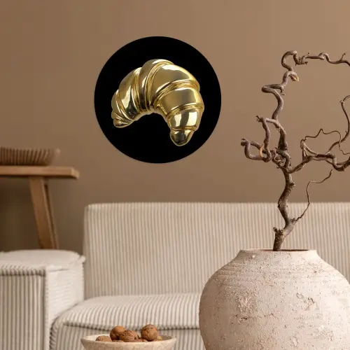 Croissant - Brood - Goud - Zwart Wandcirkel behangsticker klein -sfeer1