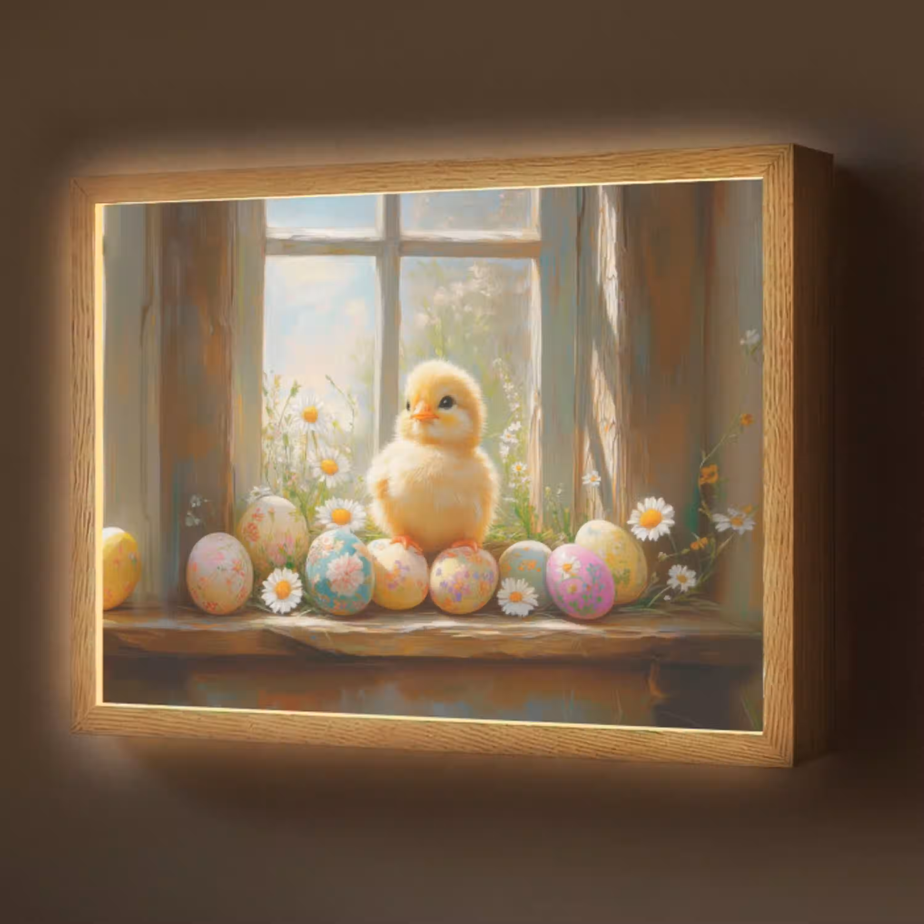 Kuiken - Raam - Paaseieren Light Box met batterij (Wandlamp) middel -z3d_website