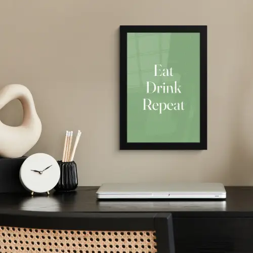 Eten - Drinken - Tekst - Mintgroen fotolijst zwart zonder passe partout klein -sfeer1