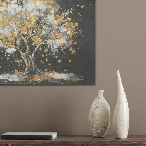 Boom - Zwart - Goud - Wit - Modern PET vilt klein -sfeer6_closeup