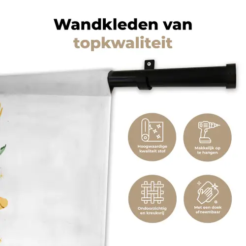Sterren - Stegosaurussen - Blaadjes - Groen Wandkleed katoen klein -sfeer2